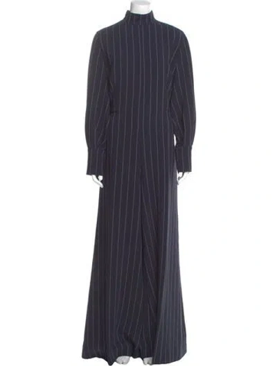 Pre-owned Emilia Wickstead Striped Mock Neck Jumpsuit In Blue