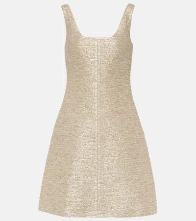Emilia Wickstead Tibby Jacquard Tweed Minidress In Beige And Silver