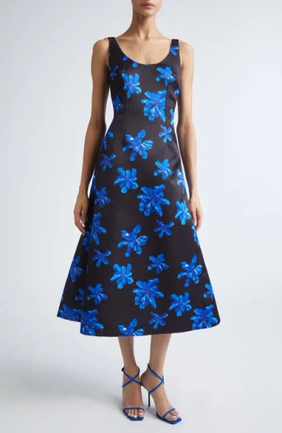 Emilia Wickstead Tippi Floral Genzianella Fit & Flare Midi Dress In Multi