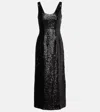 Emilia Wickstead Tippini Textured Sequin Sleeveless Midi Evening Dress In Black