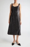 Emilia Wickstead Tippini Textured Sequin Sleeveless Midi Evening Dress In Black