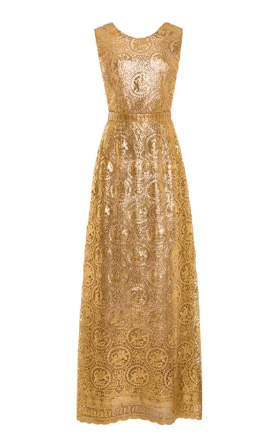 Emilia Wickstead Torres Guipure Lace Dress In Gold