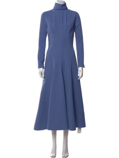 Pre-owned Emilia Wickstead Turtleneck Long Dress In Blue