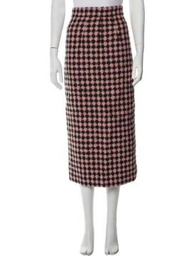 Pre-owned Emilia Wickstead Tweed Pattern Midi Length Skirt W/ Tags In Pink