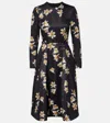 Emilia Wickstead Uccellina Floral Duchess Satin Midi Dress In Black