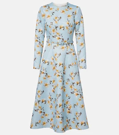 Emilia Wickstead Ucellina Floral Midi Dress In Blue