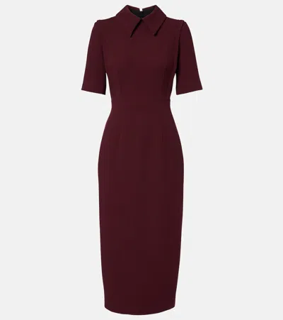 Emilia Wickstead Valletta Wool Crêpe Midi Dress In Burgundy
