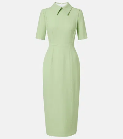 Emilia Wickstead Valletta Wool Crêpe Midi Dress In Green
