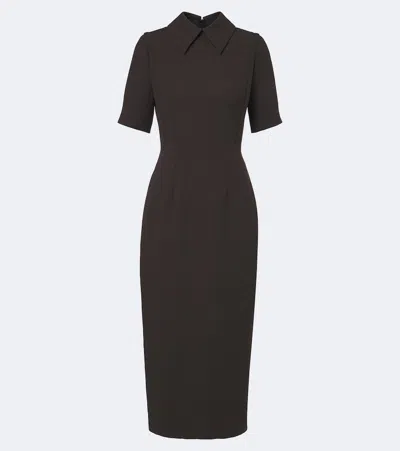 Emilia Wickstead Valletta Wool Midi Dress In Brown