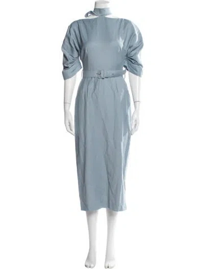 Pre-owned Emilia Wickstead Virgin Wool Midi Length Dress In Blue