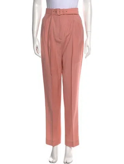 Pre-owned Emilia Wickstead Virgin Wool Straight Leg Pants W/ Tags In Pink