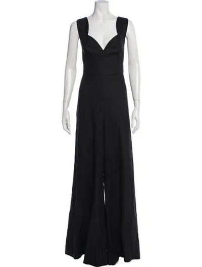 Pre-owned Emilia Wickstead V-neck Jumpsuit In Black