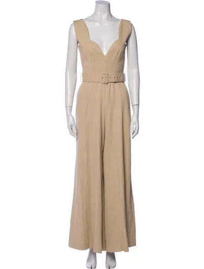 Pre-owned Emilia Wickstead V-neck Jumpsuit In Neutral