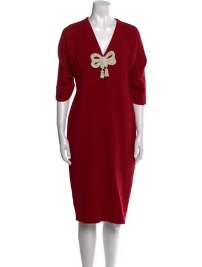 Pre-owned Emilia Wickstead V-neck Midi Length Dress In Multi