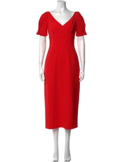 Pre-owned Emilia Wickstead V-neck Midi Length Dress In Multi