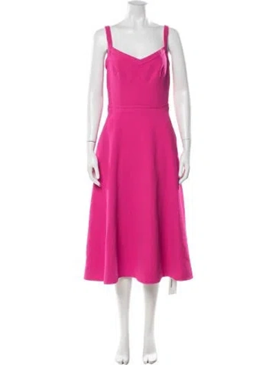 Pre-owned Emilia Wickstead V-neck Midi Length Dress In Pink