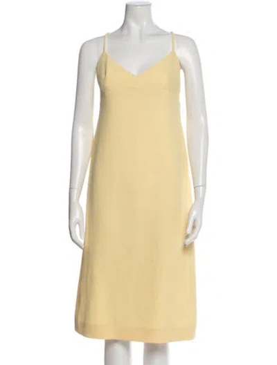Pre-owned Emilia Wickstead V-neck Midi Length Dress W/ Tags In Yellow