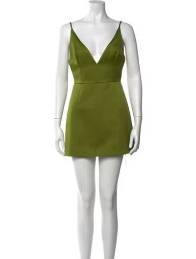 Pre-owned Emilia Wickstead V-neck Mini Dress In Green