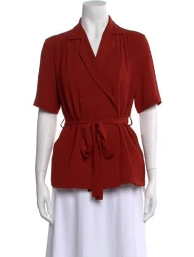 Pre-owned Emilia Wickstead V-neck Short Sleeve Blouse In Red