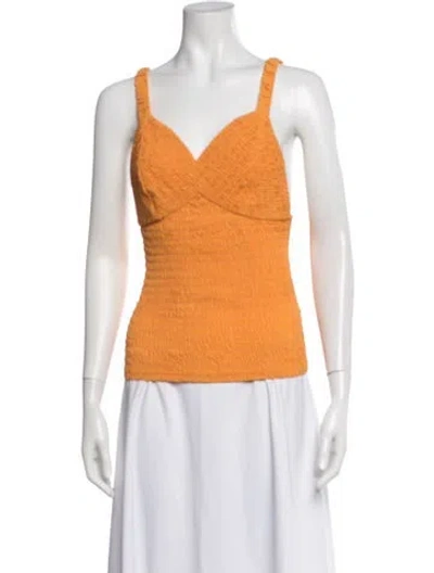 Pre-owned Emilia Wickstead V-neck Sleeveless Top In Orange