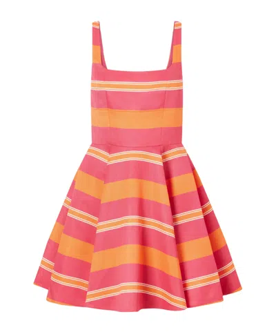 Emilia Wickstead Mini Mona Striped Twill Mini Dress In Brown