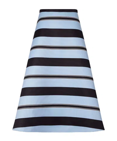 Emilia Wickstead Hallie Stripe Taffeta Faille A-line Midi Skirt In Blue