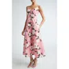 Emilia Wickstead Wenna Dahlia-print Taffeta-faille Dress In Large Dahlia Coral
