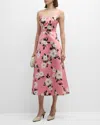 Emilia Wickstead Wenna Dahlia-print Taffeta-faille Dress In Large Dahlia Coral