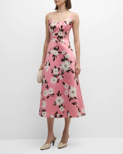 EMILIA WICKSTEAD WENNA FLORAL SLEEVELESS A-LINE MIDI DRESS