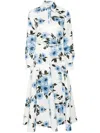 Emilia Wickstead Jancine Dahlia Print Clip Dot Long Sleeve Seersucker Dress In White