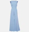 Emilia Wickstead Whitney Pleated Double-crepe Flared Jumpsuit In Blue