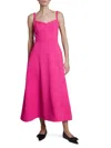Emilia Wickstead Elvita Sleeveless Woven Midi Dress In Hot Pink