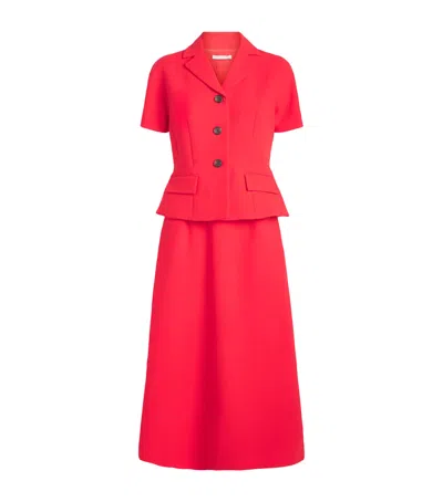 Emilia Wickstead Wool Alexina Midi Dress In Red