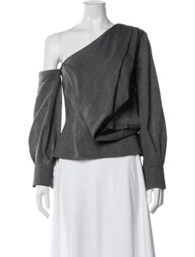 Pre-owned Emilia Wickstead Wool Asymmetrical Top In Gray