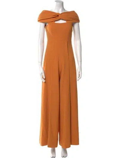 Pre-owned Emilia Wickstead Wool Bateau Neckline Jumpsuit In Orange