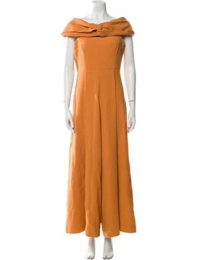Pre-owned Emilia Wickstead Wool Bateau Neckline Jumpsuit In Orange