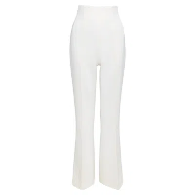 Pre-owned Emilia Wickstead Wool Crepe High Waisted Kick Flared Pants In White
