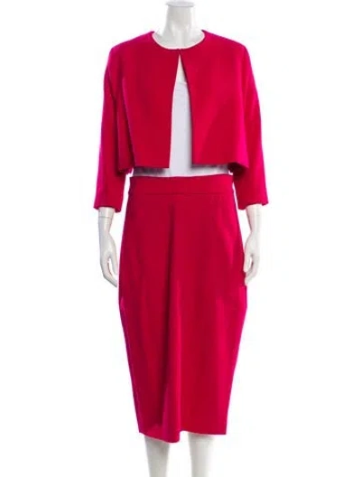 Pre-owned Emilia Wickstead Wool Graphic Print Skirt Set In Pink