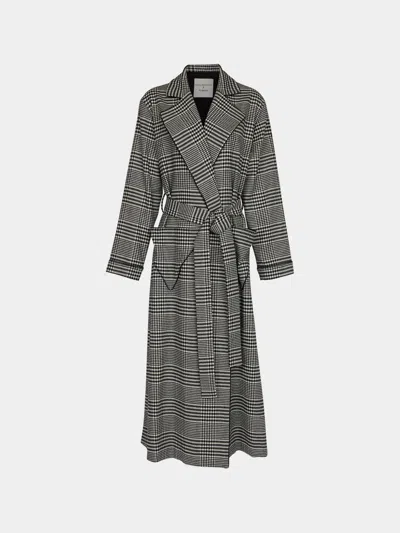 EMILIA WICKSTEAD WOOL HOUNDSTOOTH ROBE SIZE: L