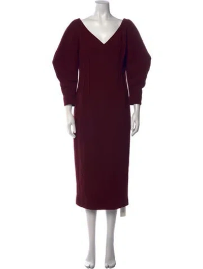 Pre-owned Emilia Wickstead Wool Knee-length Dress In Burgundy