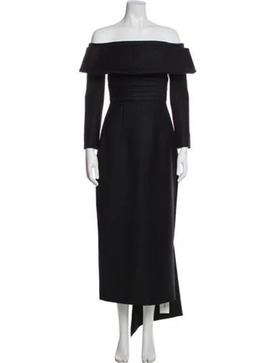 Pre-owned Emilia Wickstead Wool Long Dress In Black