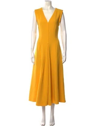 Pre-owned Emilia Wickstead Wool Long Dress In Yellow