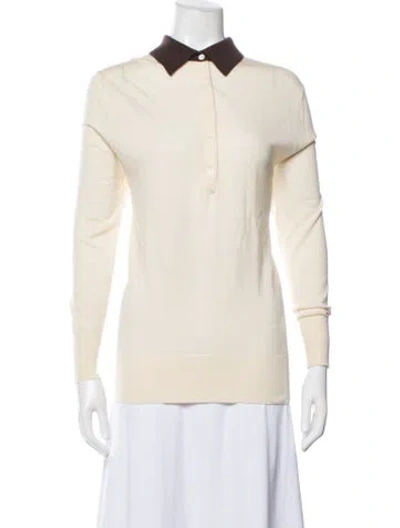 Pre-owned Emilia Wickstead Wool Long Sleeve Polo In Neutrals