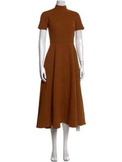 Pre-owned Emilia Wickstead Wool Midi Length Dress In Brown