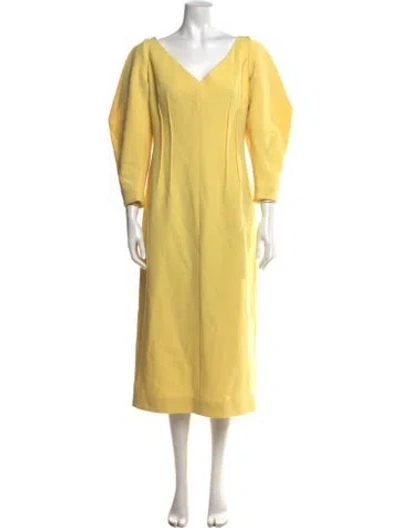 Pre-owned Emilia Wickstead Wool Midi Length Dress W/ Tags In Yellow
