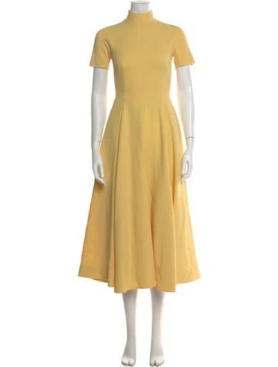 Pre-owned Emilia Wickstead Wool Midi Length Dress In Yellow