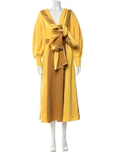 Pre-owned Emilia Wickstead Wool Midi Length Dress In Yellow