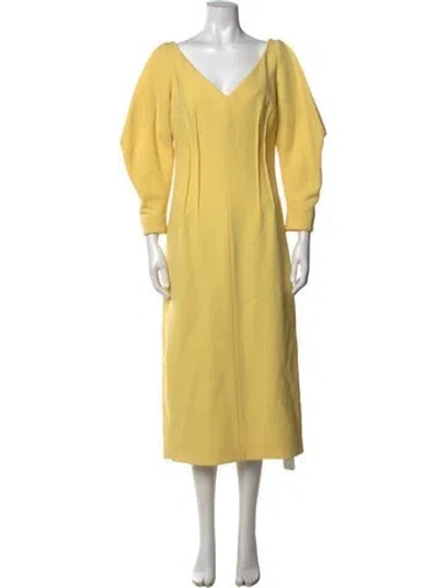 Pre-owned Emilia Wickstead Wool Midi Length Dress In Yellow
