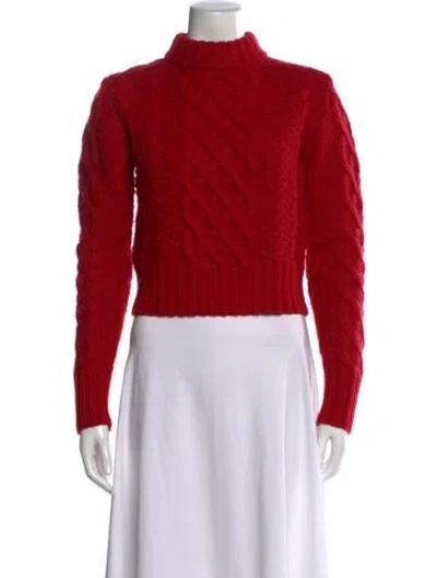 Pre-owned Emilia Wickstead Wool Mock Neck Sweater In Red