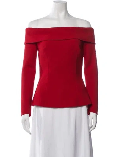 Pre-owned Emilia Wickstead Wool Off-the-shoulder Top In Red